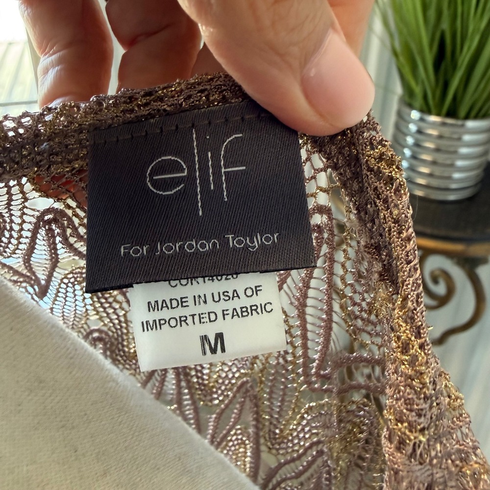 Elif for Jordan Taylor Swim Cover Up Women Size M Bronze Excellent Metallic Knit - Picture 2 of 7